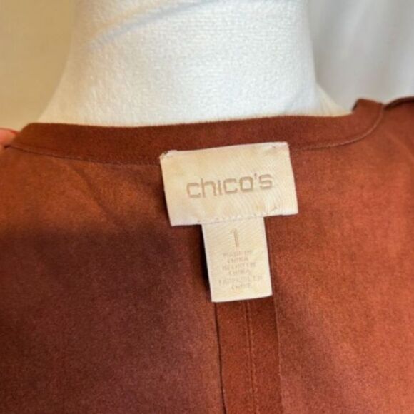 Chico's Topper Faux Suede Open Front Cardigan Jacket Duster Womens Style - Picture 6 of 6